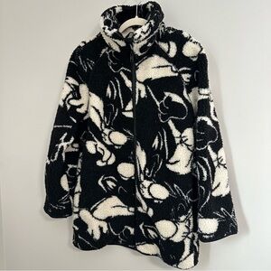 H&M Looney Tunes Fleece Black and White Jacket NWT Size XS